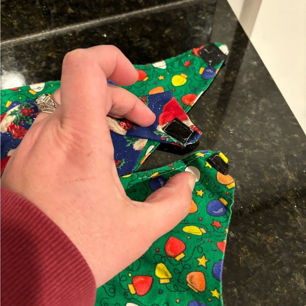 Three Holiday Velcro Doggie Bandanas